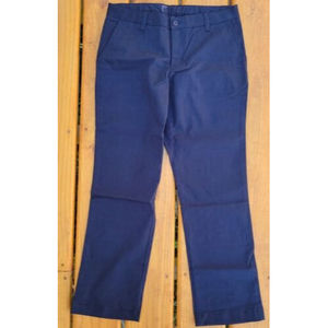 Lands' End Girls 16 Plain Front Stretch Chino Pants Navy School Uniform LU53